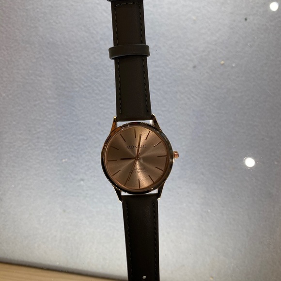 Monroe Solerose Charcoal Leather Watch - Picture 2 of 3